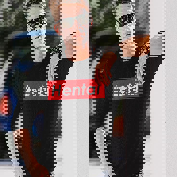 変態レッドボックスロゴ 長袖Tシャツ 彼への贈り物