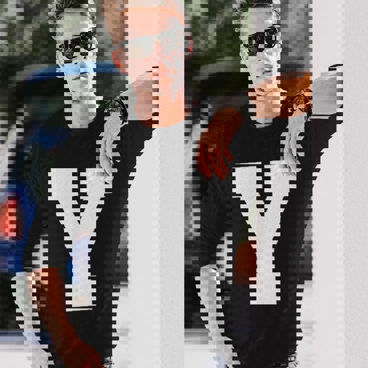 大文字 Y アルファベット モノグラム イニシャル 長袖Tシャツ 彼への贈り物