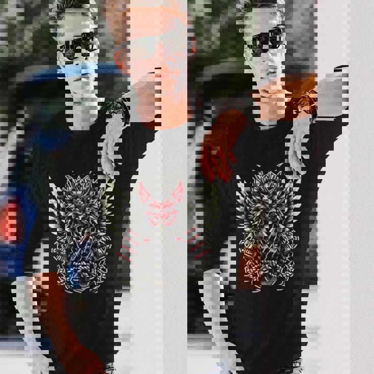 天狗のデザイン 長袖Tシャツ 彼への贈り物