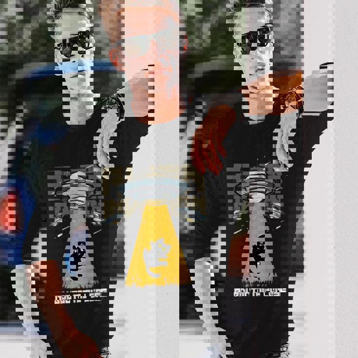 宇宙人 侵略 Abduct Me Please 宇宙船 おもしろ猫 Ufo 長袖Tシャツ 彼への贈り物