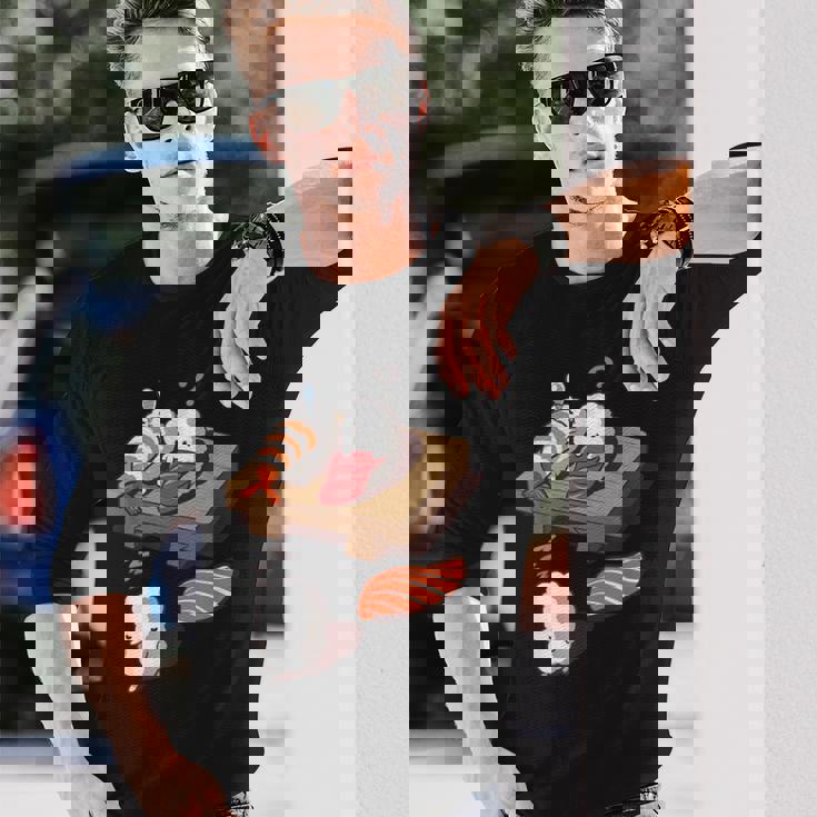 寝ぼける 寿司 すし えび サーモン まぐろ 長袖Tシャツ 彼への贈り物