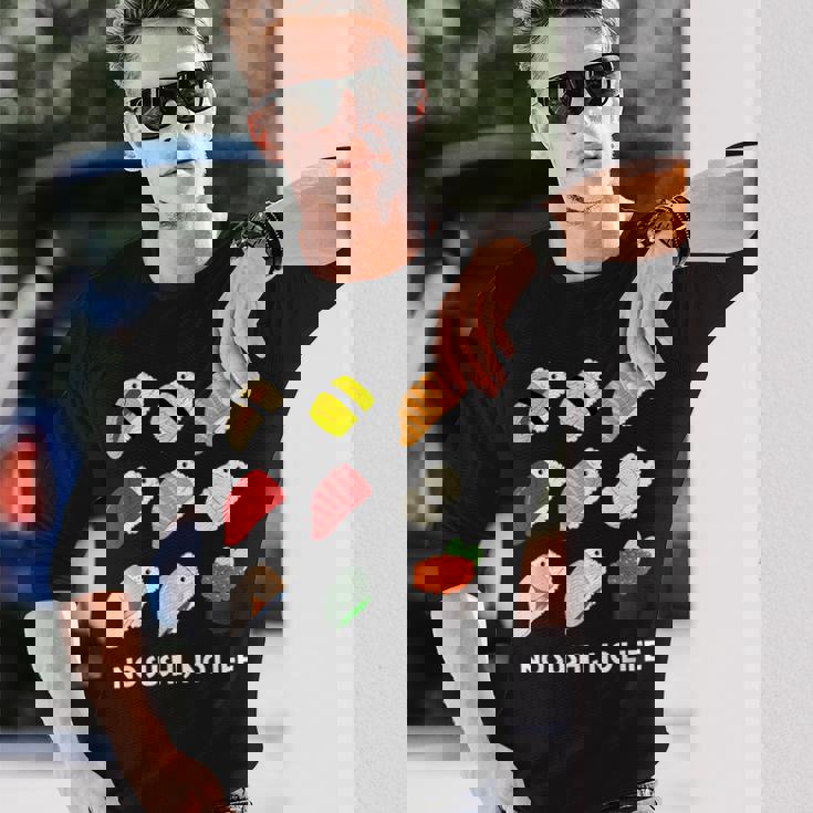 寿司 なしの人生なし たまご サーモン まぐろ ホタテ いくら 長袖Tシャツ 彼への贈り物