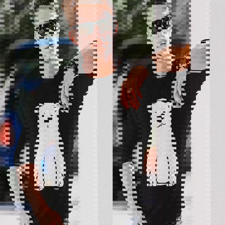 小さなシロクマ かわいいミニマリスト シンプルなシロクマ 長袖Tシャツ 彼への贈り物