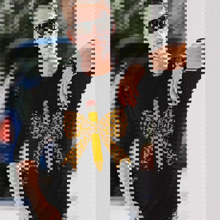 弓鉛筆 ヒョウ柄 初日 新学期 長袖Tシャツ 彼への贈り物