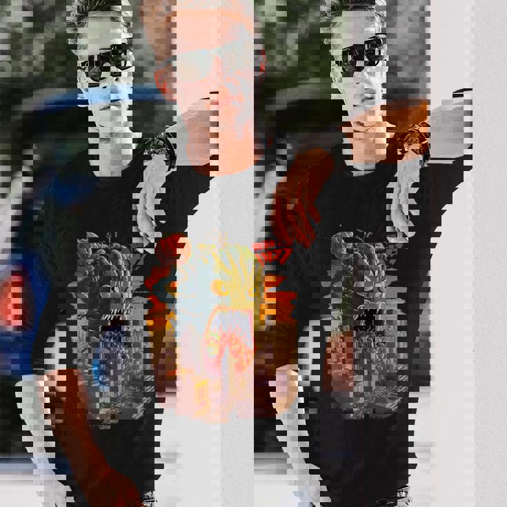 怪獣 ブロッコリー トマト 野菜 アニメ 長袖Tシャツ 彼への贈り物