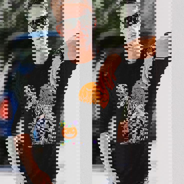 恐竜 T-Rex スケルトン 古代 科医 恐竜 怖い ハロウィン 長袖Tシャツ 彼への贈り物