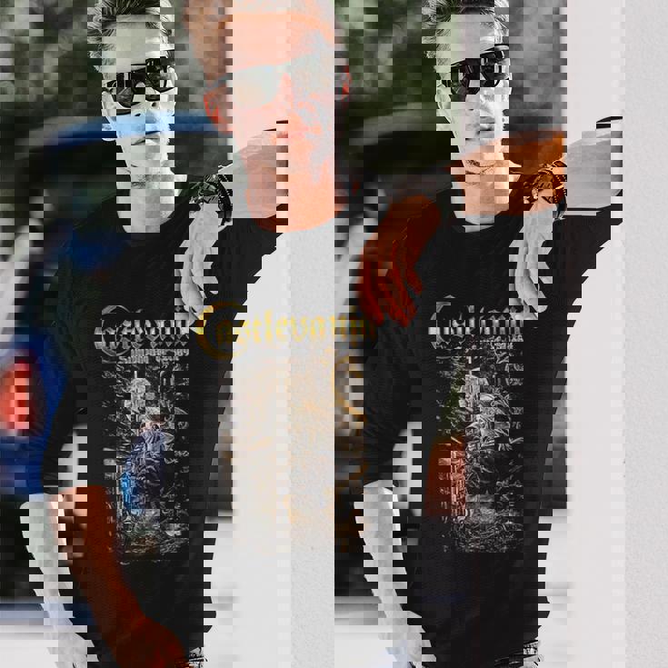 悪魔城ドラキュラ シンフォニーボックス アート ゴシック 月 夜 レトロ ゲーマー 長袖Tシャツ 彼への贈り物