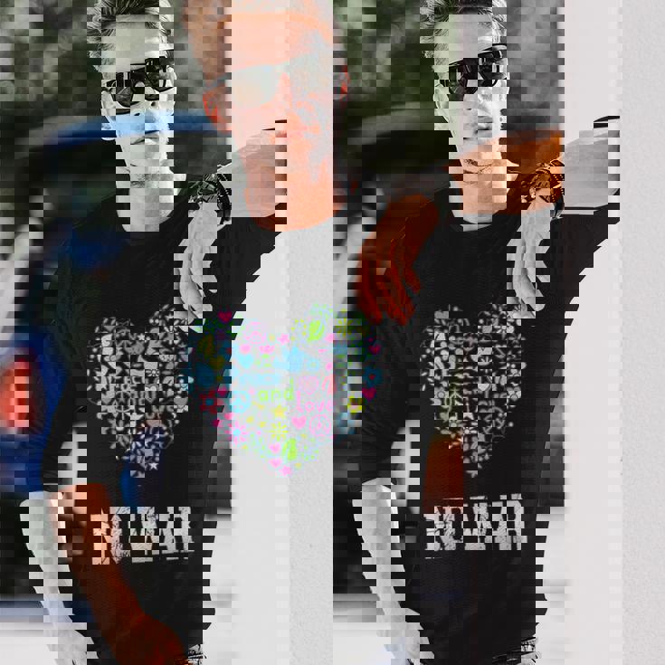 戦争なし、平和、反戦、戦争なし 長袖Tシャツ 彼への贈り物