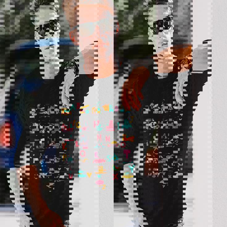 救急車掘削機ヘリコプタートラック車両abc幼児 長袖Tシャツ 彼への贈り物