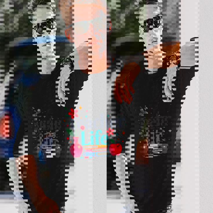 教師 生活 花 教室 感謝 教育 長袖Tシャツ 彼への贈り物