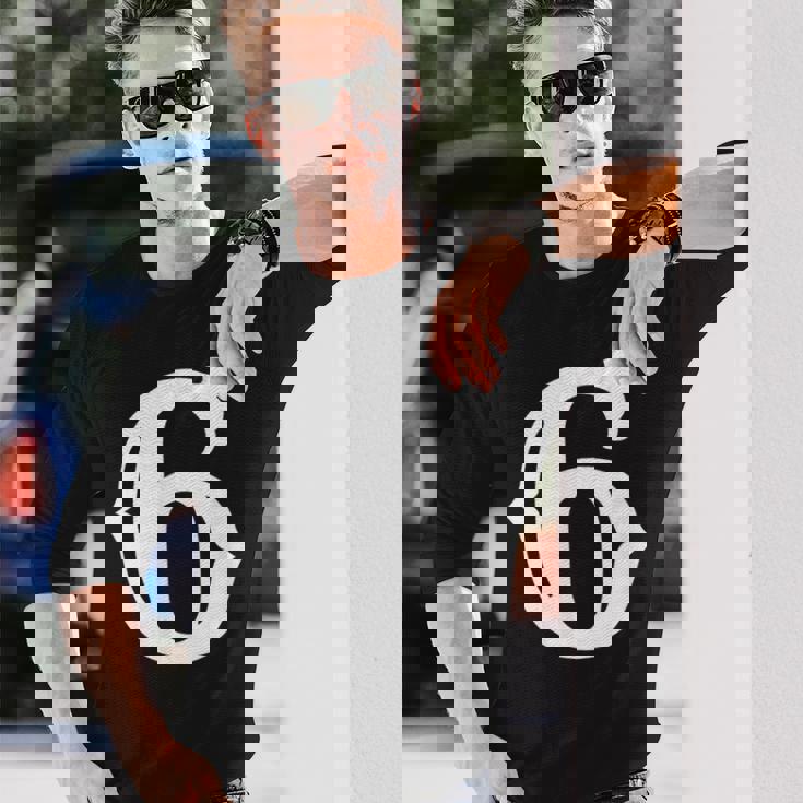 数字 6 インチ 白 大 太字 アメリカ 西部 スタイル フォント 長袖Tシャツ 彼への贈り物