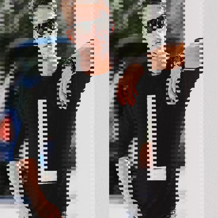 文字l アルファベットモノグラム イニシャル 長袖Tシャツ 彼への贈り物