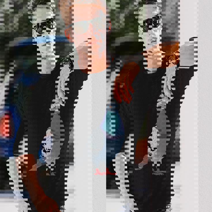 新聞帽子をかぶった鳩 長袖Tシャツ 彼への贈り物