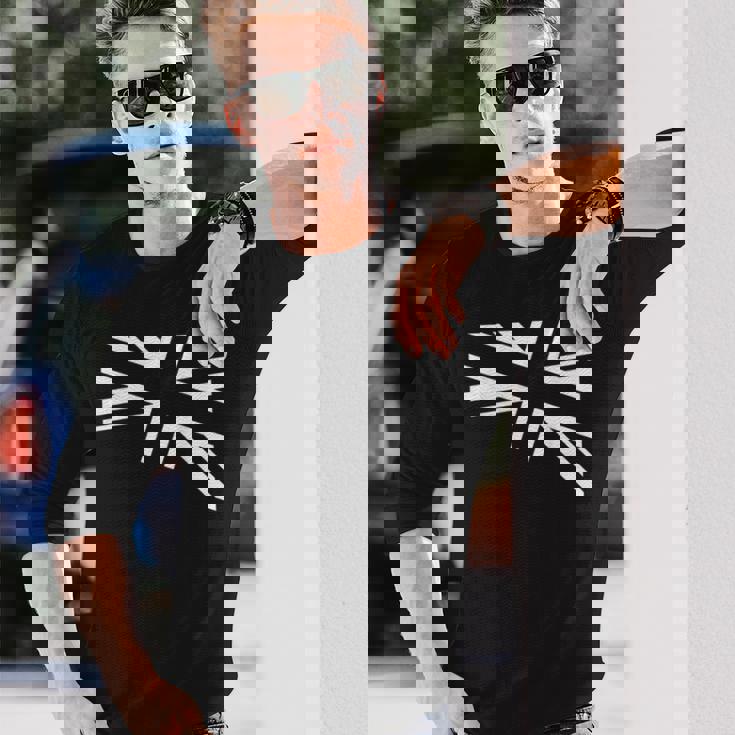 旗愛好家のためのユニオンジャックのホワイトデザイン。 長袖Tシャツ 彼への贈り物