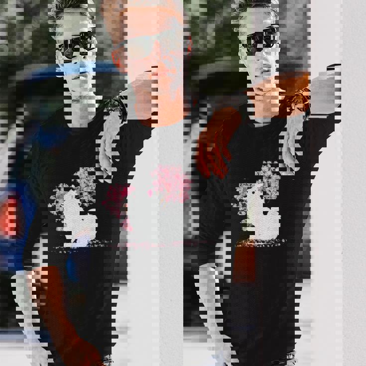 日本のかわいいさくら 桜 ジャパニーズスピッツ犬 長袖Tシャツ 彼への贈り物