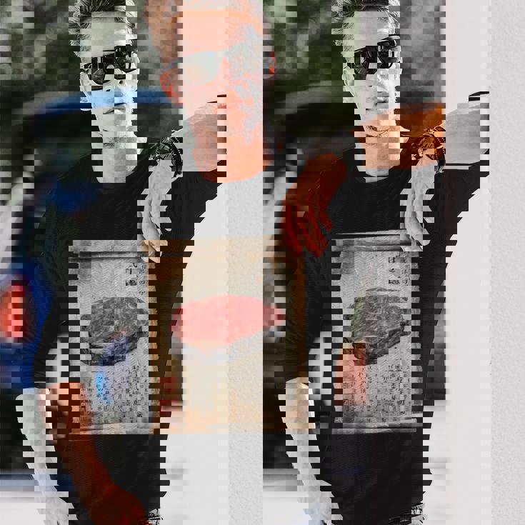 日本の伝統食品 肉 パピルス スクロールアート 和牛 長袖Tシャツ 彼への贈り物