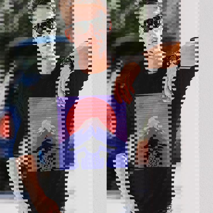 日本の相撲力士は、日本のマワシで 富士山の美学 長袖Tシャツ 彼への贈り物