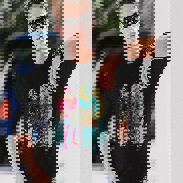 日本の神々 風神と雷神 長袖Tシャツ 彼への贈り物