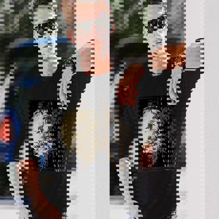 日本の竹と月 長袖tシャツ 長袖Tシャツ 彼への贈り物