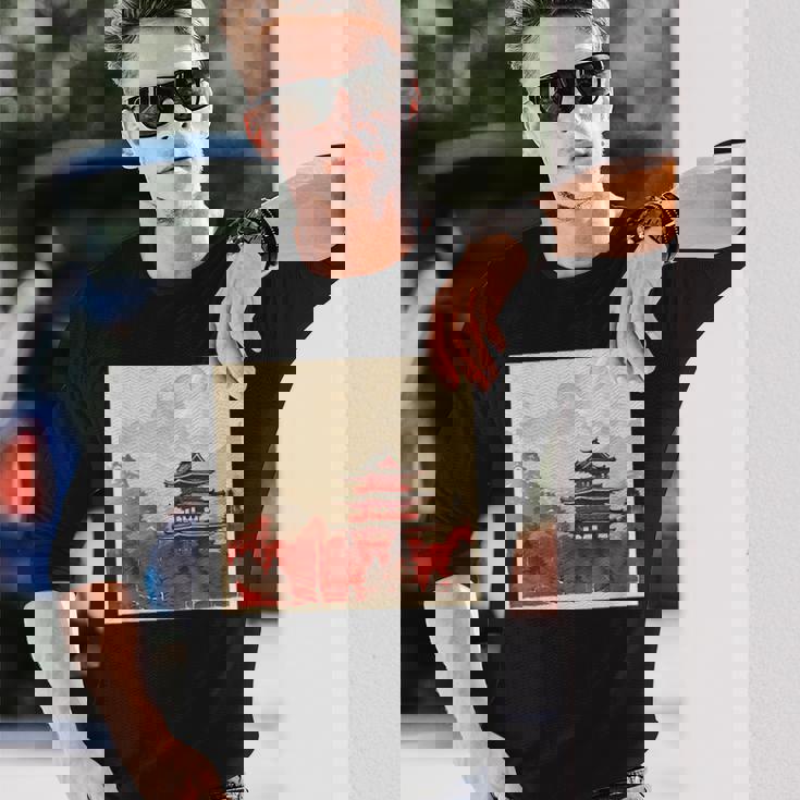 日本アジア アジア 日本風 ヴィンテージ レトロ 自然 長袖Tシャツ 彼への贈り物