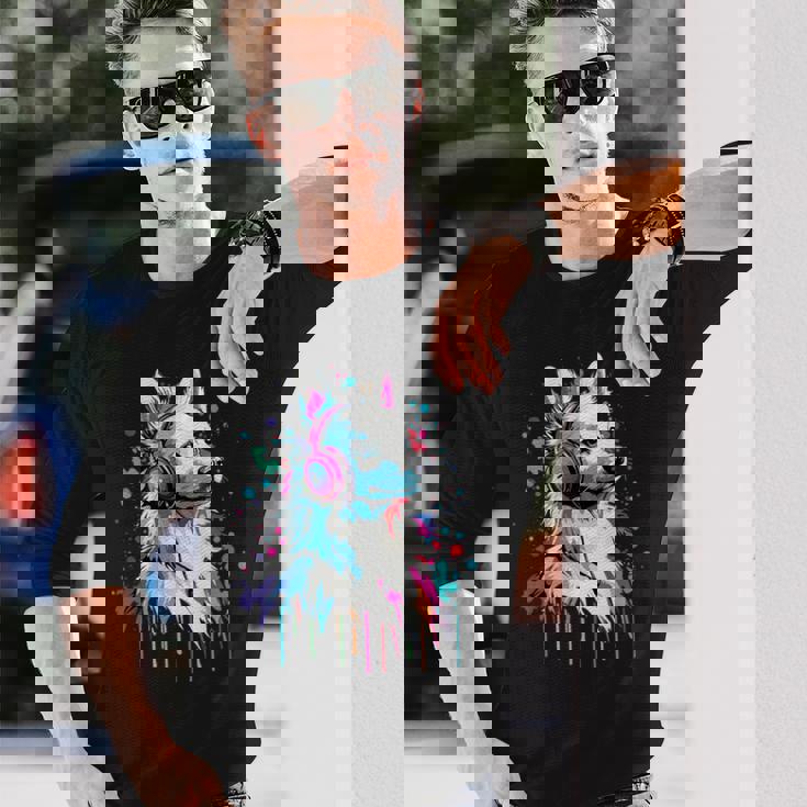 日本スピッツ好き ヘッドフォン装着 おもしろい 日本スピッツ 長袖Tシャツ 彼への贈り物