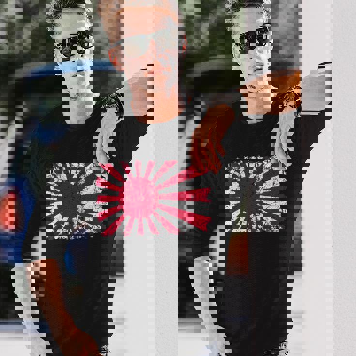 日本海軍旗 日本の誇り ビンテージ アンティーク調 愛国心 長袖Tシャツ 彼への贈り物