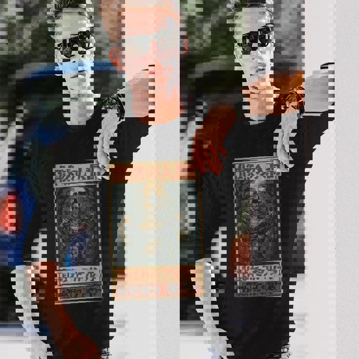 日本美術 ヒューマンバイチャンス アルファチョイス オオカミミーム グラフィック 長袖Tシャツ 彼への贈り物