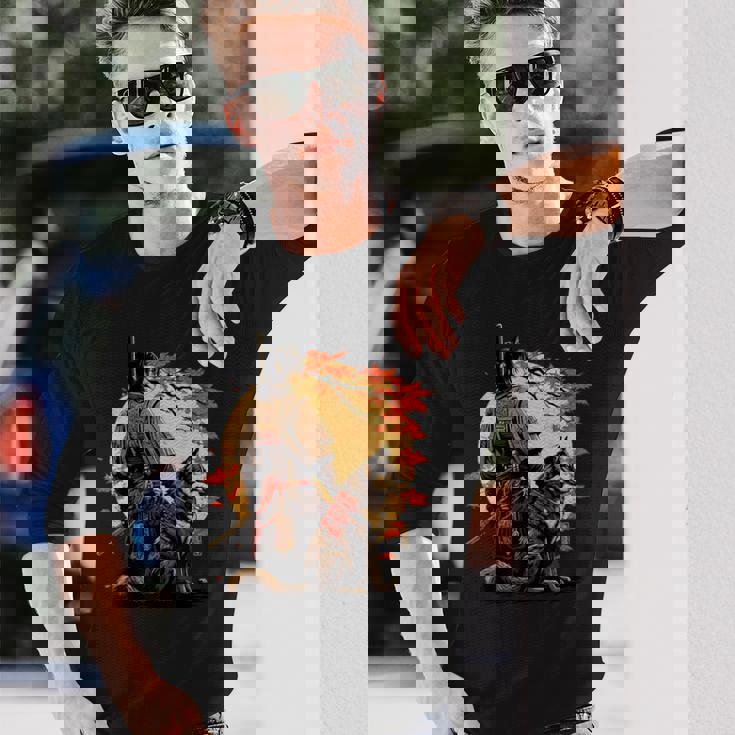 日本美術 忍者 浮世絵 アニメ風 侍 改 健 長袖Tシャツ 彼への贈り物