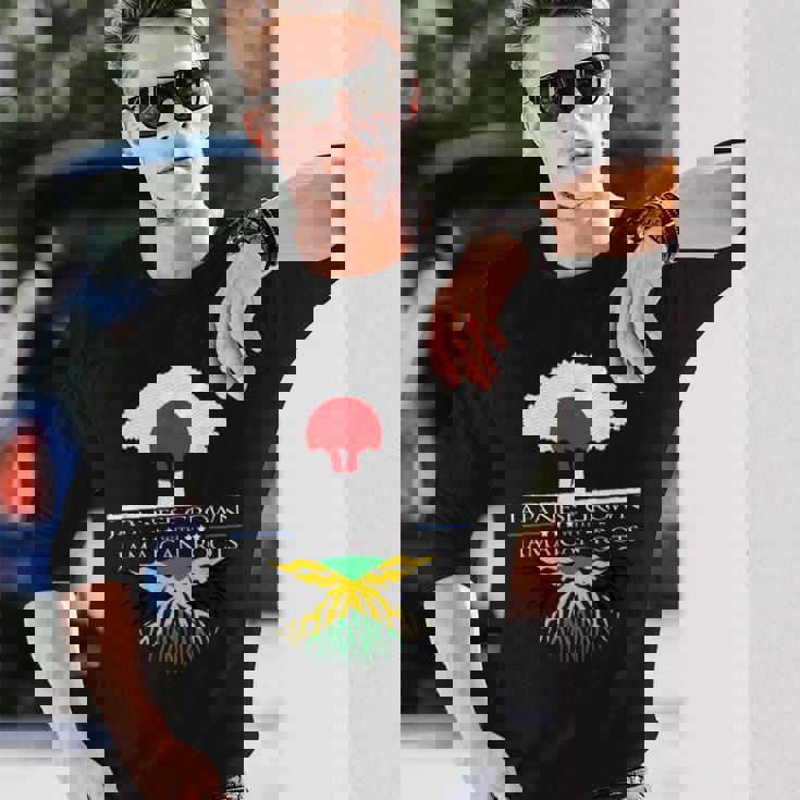 日本育ちのジャマイカ人のルーツ 日本ジャマイカ家系図 長袖Tシャツ 彼への贈り物