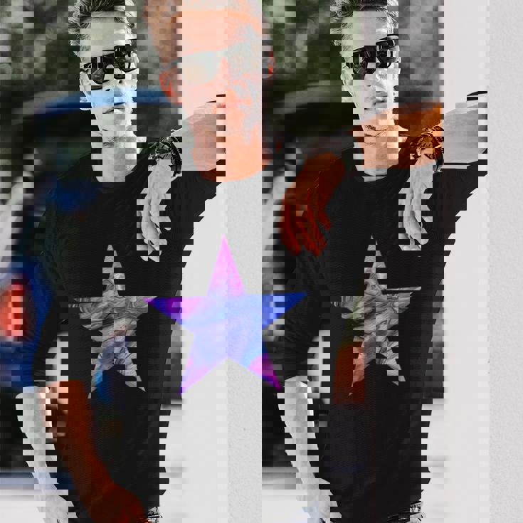 星 ピンク ブルー パープル 長袖Tシャツ 彼への贈り物