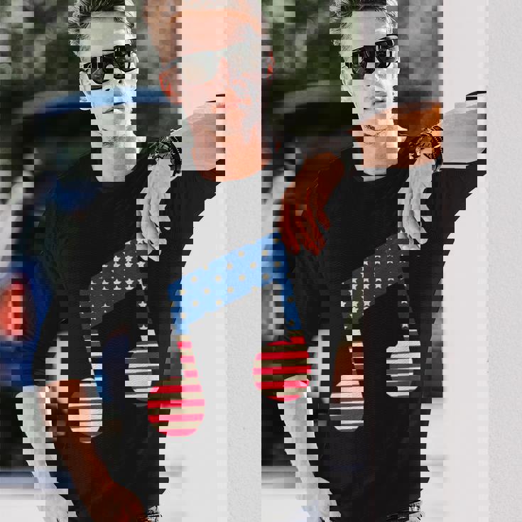 星条旗 アメリカ国旗 音符 長袖Tシャツ 彼への贈り物