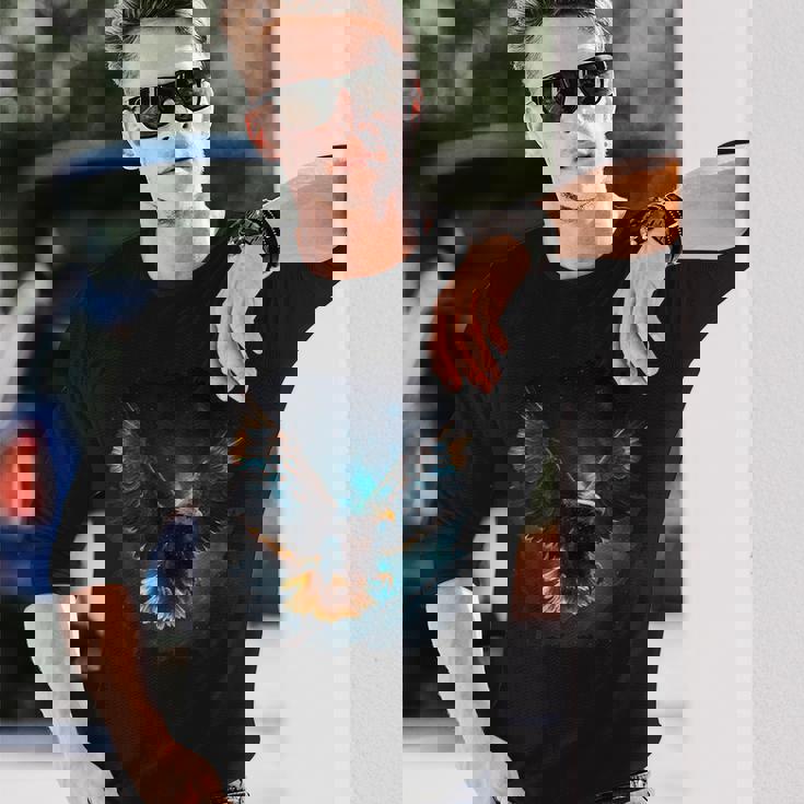 星空の雄大な鷲 長袖Tシャツ 彼への贈り物