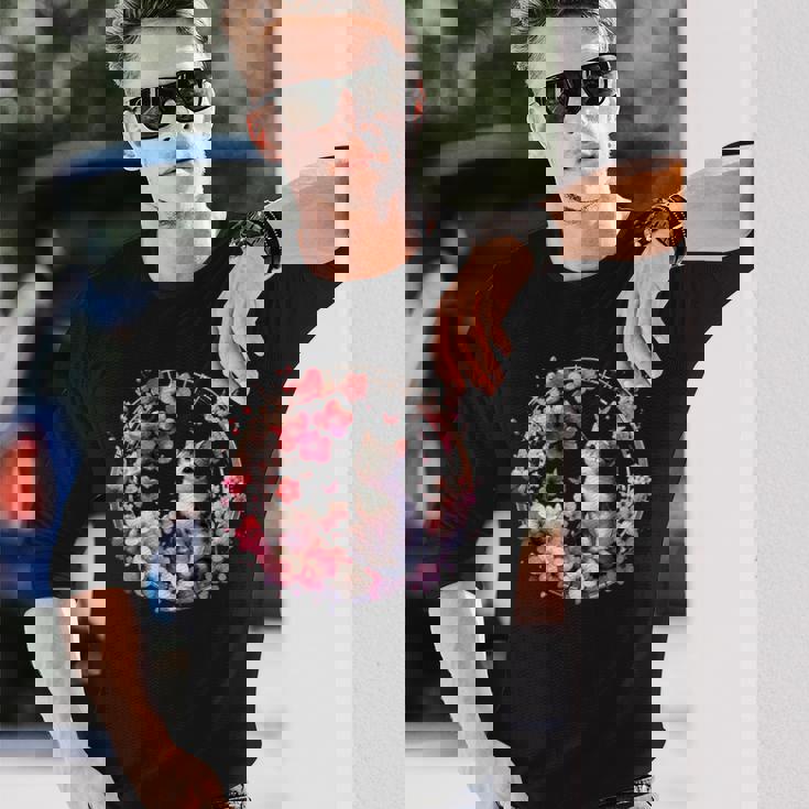 春の桜 かわいい猫と桜の花 長袖Tシャツ 彼への贈り物