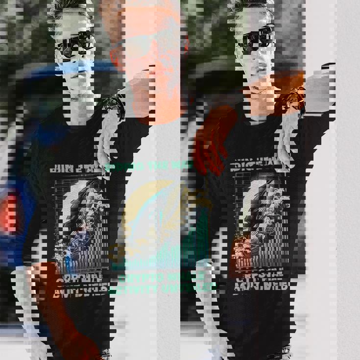 暗号通貨の波に乗るクジラの活動仮想通貨 長袖Tシャツ 彼への贈り物