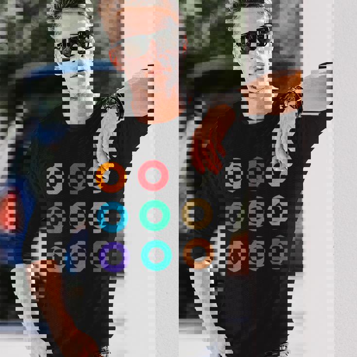 東京の地下鉄 カラー 色 マーク 丸【電車ファン】鉄道【変なtシャツ屋さん】メトロ 面白い ポップ 長袖Tシャツ 彼への贈り物