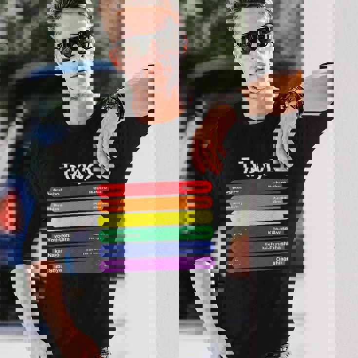 東京プライド レインボーフラッグ カラー メトロ鉄道 Lgbtq 長袖Tシャツ 彼への贈り物