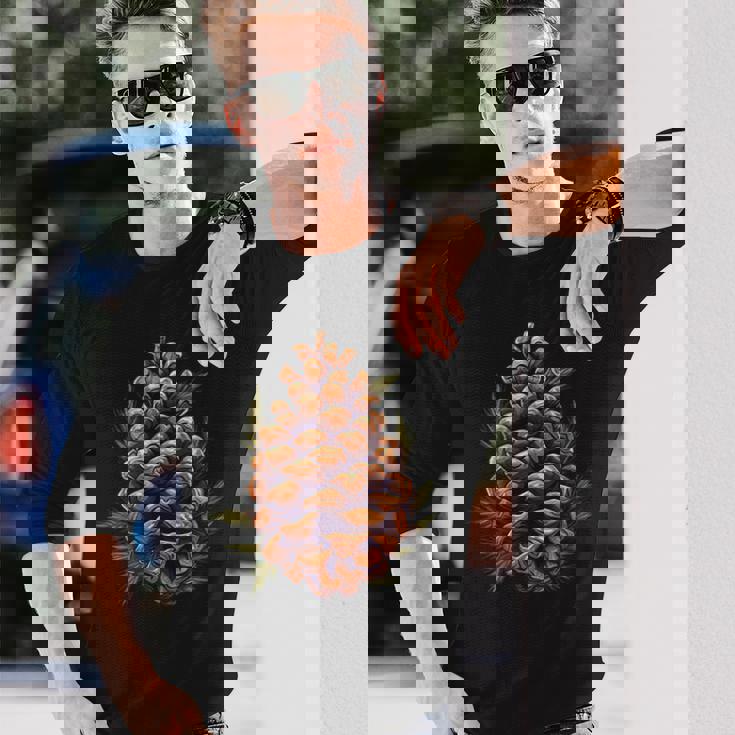 松ぼっくり好きのための涼しい秋の季節 長袖Tシャツ 彼への贈り物