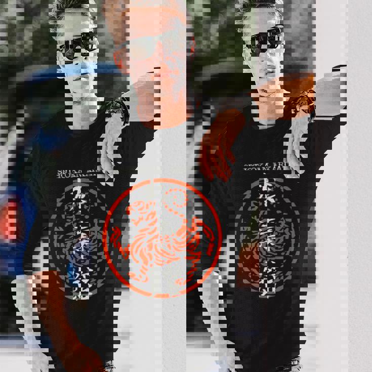 松濤館虎の漢字記号 武道空手道場 長袖Tシャツ 彼への贈り物