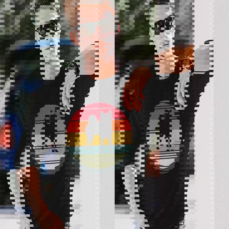 柴犬 シルエット レトロ ヴィンテージ 犬 オーナー レディース メンズ 長袖Tシャツ 彼への贈り物