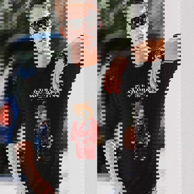 柴犬 柔道空手師 赤柔道師 長袖Tシャツ 彼への贈り物