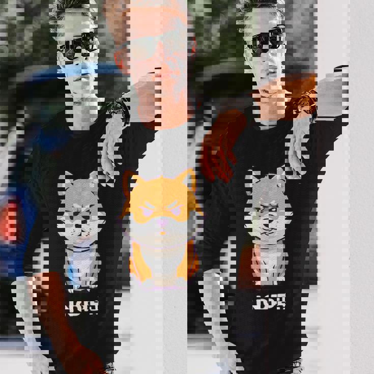 柴犬 犬 赤柴 怒柴 拒否柴 嫌です 怒った犬 かわいい おもしろ 長袖Tシャツ 彼への贈り物