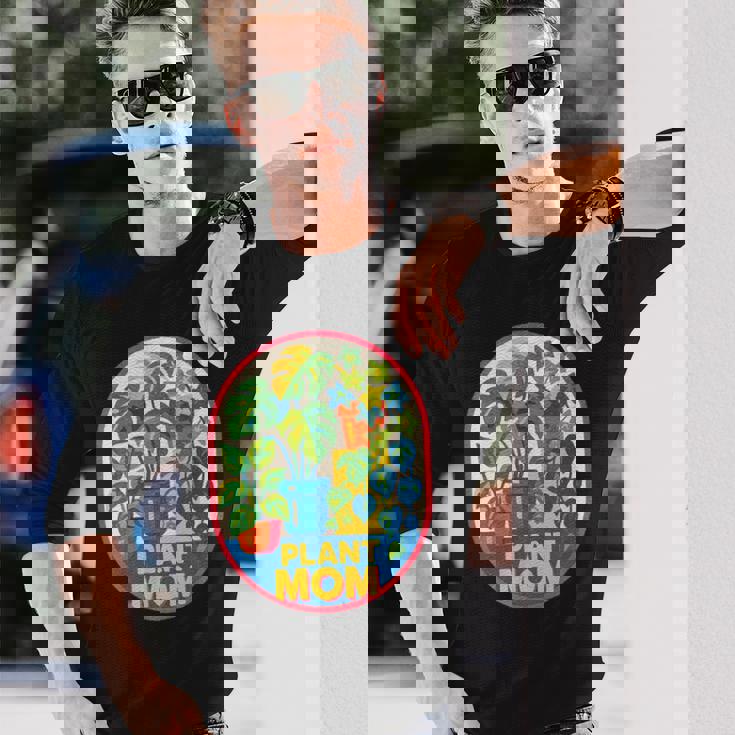 植物 ママ イラスト ポトス モンステラ 観葉植物愛好家 長袖Tシャツ 彼への贈り物