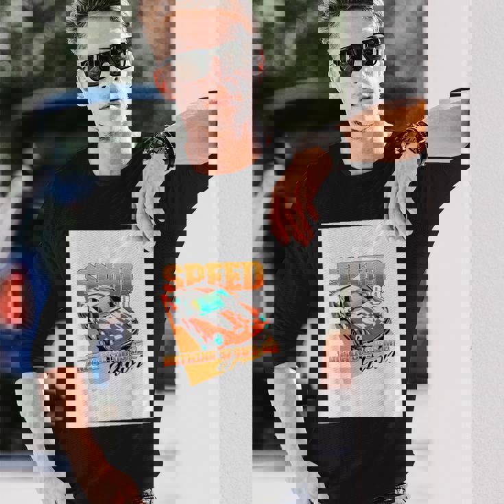 楽しいクールなレーシングカーイラスト 長袖Tシャツ 彼への贈り物