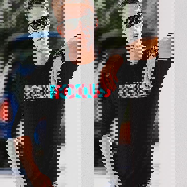 楽しいフォーカスデザイン 錯覚トリッピー 長袖Tシャツ 彼への贈り物