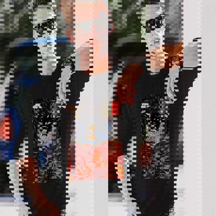 歌川国芳作 木曽街道六十九駅 長袖Tシャツ 彼への贈り物