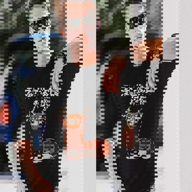 死ぬこと以外はかすり傷 レッサーパンダ 面白い 文字入り メンズ おもしろ 服 オリジナル おもしろグッズ 文字 長袖Tシャツ 彼への贈り物