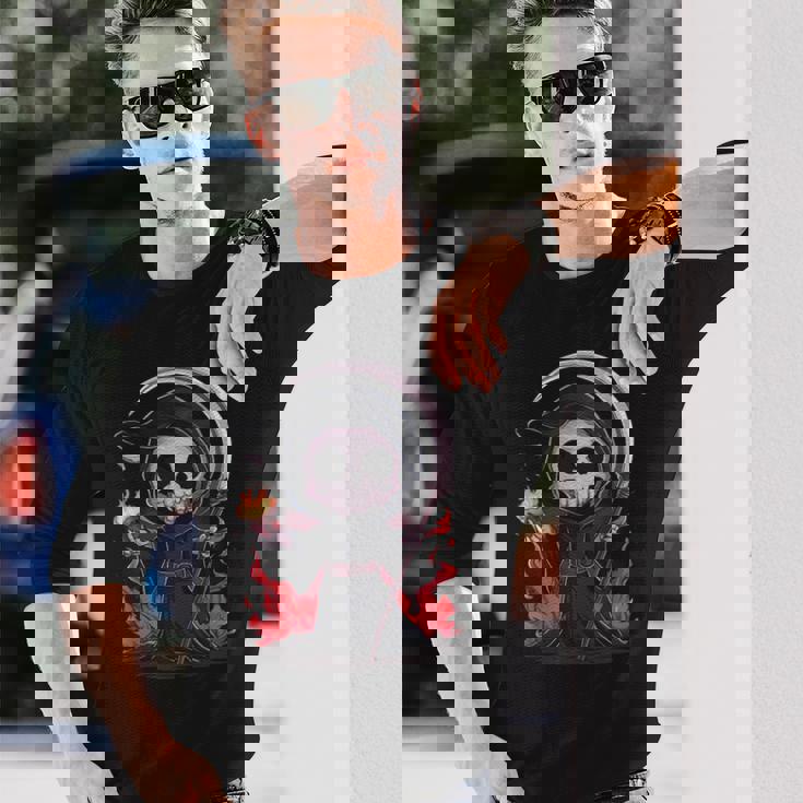 死神 スケルトン ハロウィン コスチューム 不気味 怖い 長袖Tシャツ 彼への贈り物