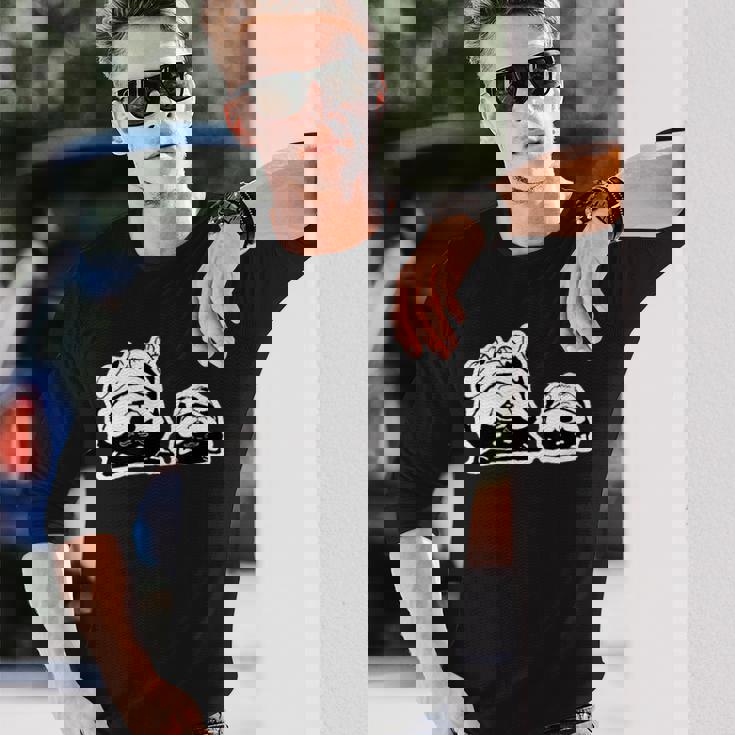 気持ちよく寝ている柴犬たち かわいい黒柴 柴犬イラスト 長袖Tシャツ 彼への贈り物