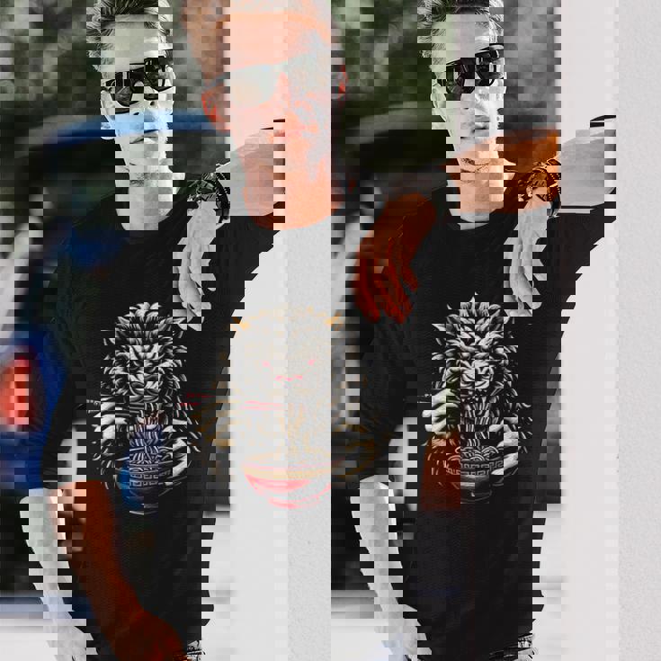 沖縄ジャパン シーサー ガーディアン ライオン ラーメン 沖縄土産 長袖Tシャツ 彼への贈り物