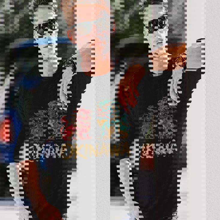 沖縄ジャパン シーサーガーディアンライオンズ 沖縄 日本土産 長袖Tシャツ 彼への贈り物